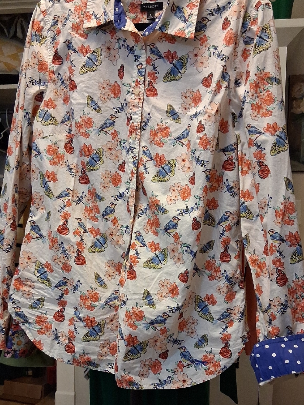 Talbots  Coral Floral, Blue Birds & Yellow Butterflies